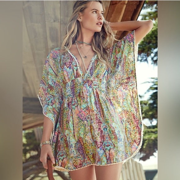 Victoria’s Secret Boho Paisley Pink/Green Swim Cover Up, Size Medium - Picture 1 of 11